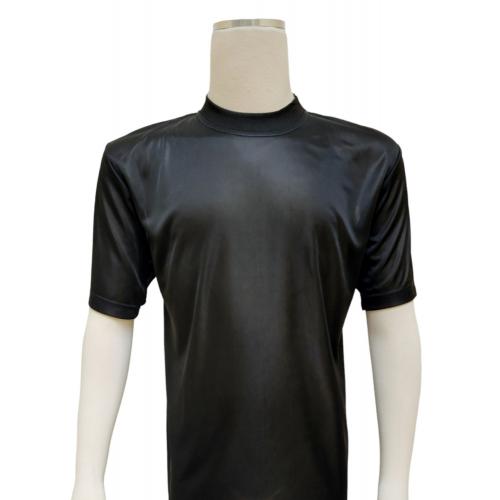 Bagazio Black Tricot Dazzle Silk Feel Crew Neck Short Sleeve T-Shirt BM1143